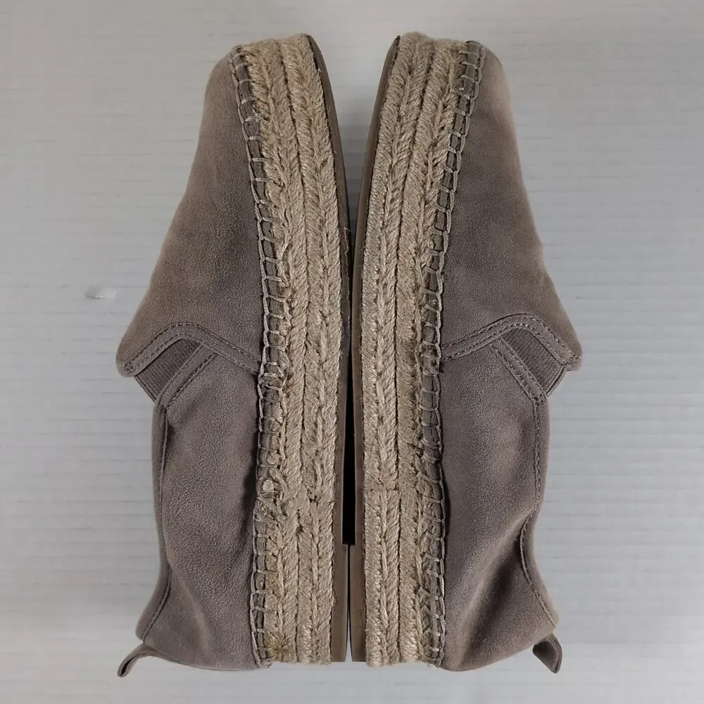 Sam Edelman Carrin Espadrille Shoes Womens 9 Taupe Putty Suede Slip On Platform